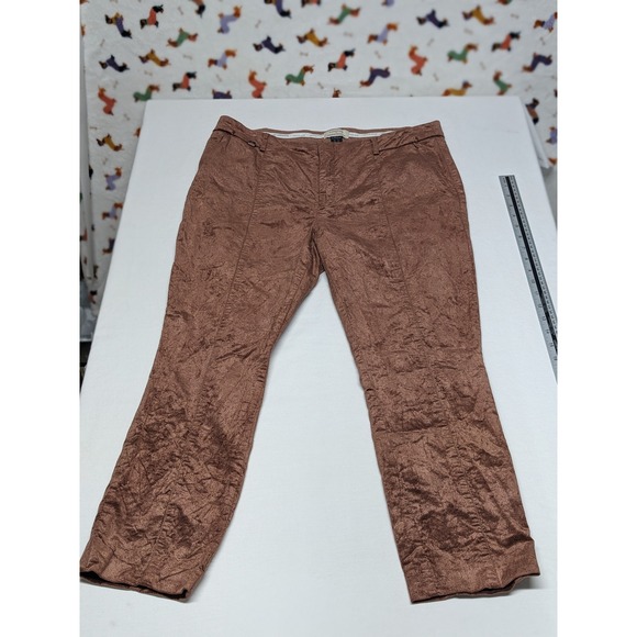Anthropologie Pants - Anthropologie The Essential Slim Brown Textured Straight Leg Pants Womens 14